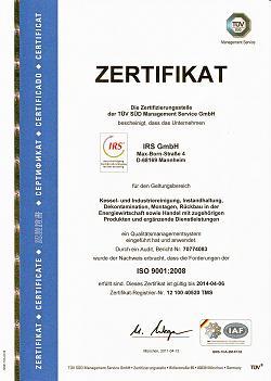 ISO Zertifikat IRS GmbH